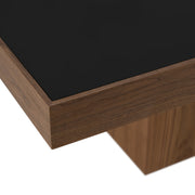Osuna - Modern Black Glass + Walnut Square Dining Table — view 3