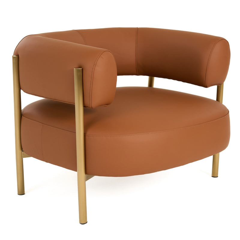 Ozona - Modern Rust Leather Accent Chair — view 3