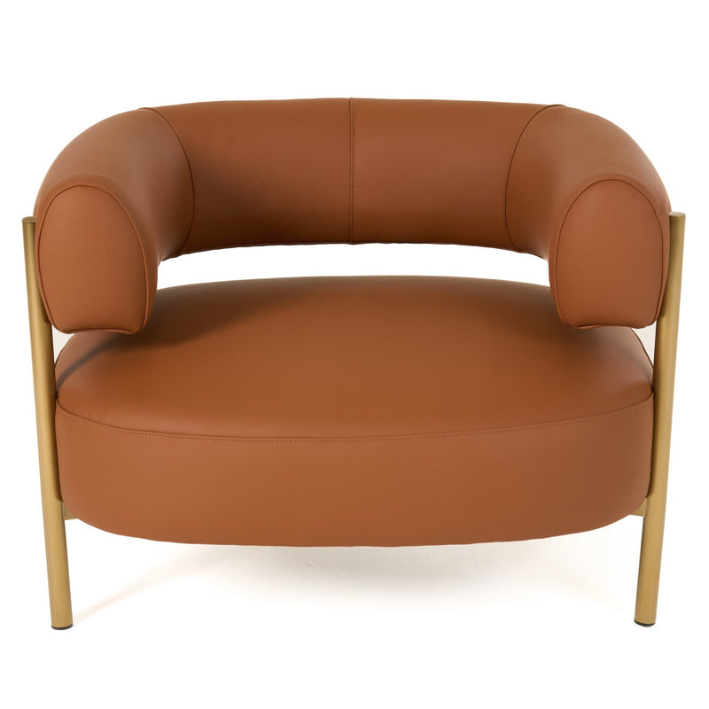 Ozona - Modern Rust Leather Accent Chair — view 2