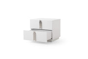 Token - Modern White + Stainless Steel 4-Piece Bedroom Set — view 2