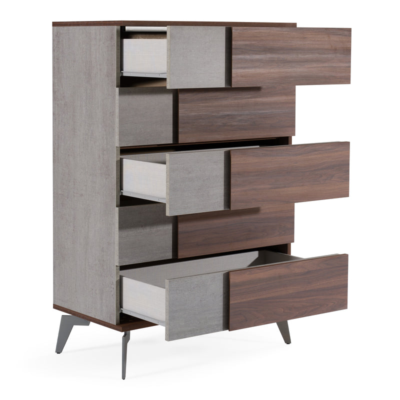 Palermo Italian Modern Faux Concrete & Walnut Chest — view 4