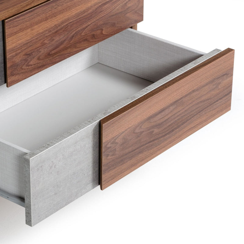 Palermo - Modern Italian Faux Concrete & Walnut Nightstand — view 3