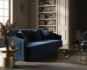 Palomar Modern Blue Velvet & Brass Sofa — view 2