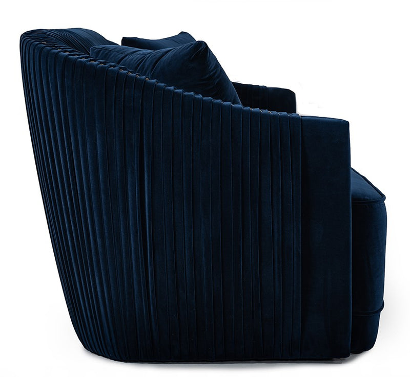 Palomar Modern Blue Velvet & Brass Sofa — view 4