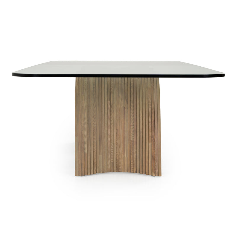 Pangea - Mid-Century Modern Glass + Buckwheat Ash Rectangular Dining Table — view 2