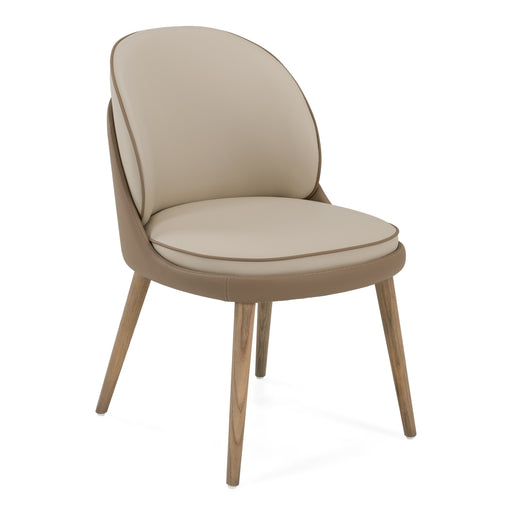 Pangea - Mid-Century Modern Cream & Taupe Vegan Leather + Buckwheat Ash Dining Chair (Set of 2) — view 2