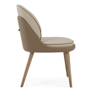 Pangea - Mid-Century Modern Cream & Taupe Vegan Leather + Buckwheat Ash Dining Chair (Set of 2) — view 3