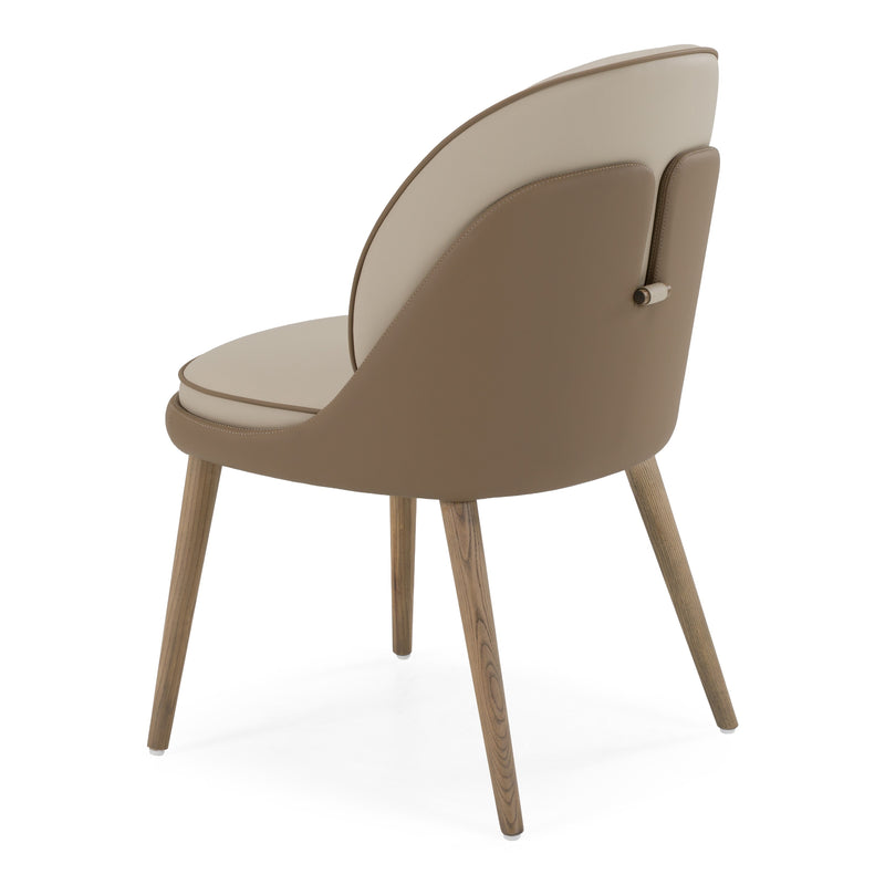 Pangea - Mid-Century Modern Cream & Taupe Vegan Leather + Buckwheat Ash Dining Chair (Set of 2) — view 4