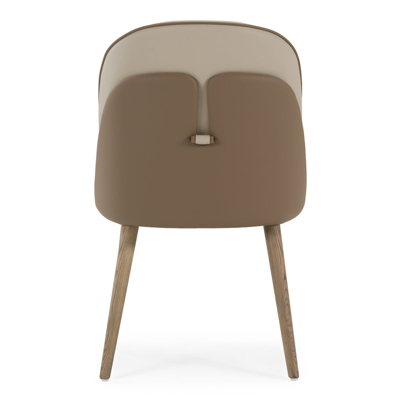 Pangea - Mid-Century Modern Cream & Taupe Vegan Leather + Buckwheat Ash Dining Chair (Set of 2) — view 5