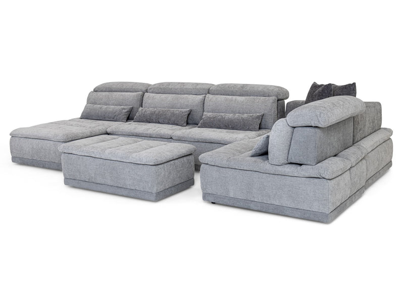 Panorama - Italian Modern Grey Fabric Modular Sectional Sofa — view 2
