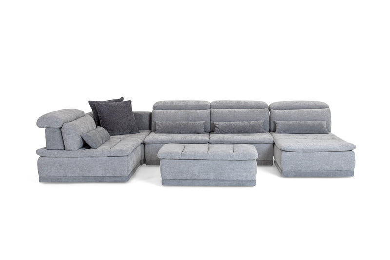 Panorama - Italian Modern Grey Fabric Modular Sectional Sofa — view 3