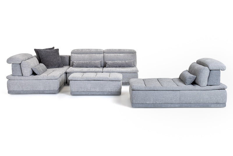 Panorama - Italian Modern Grey Fabric Modular Sectional Sofa — view 4