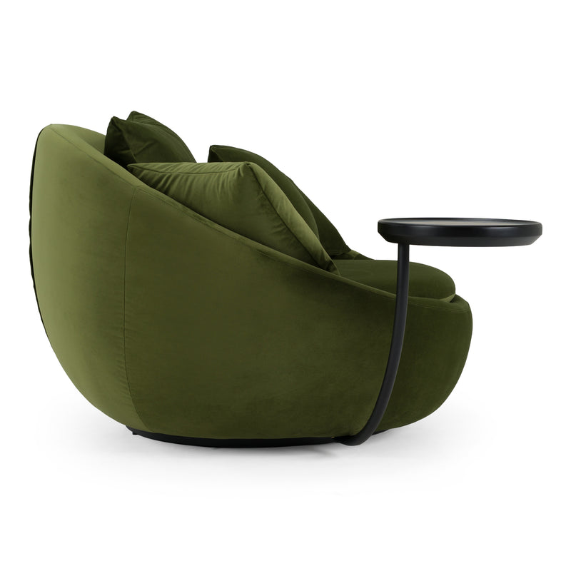Pascal Modern Round Green Velvet Swivel Lounge Chair — view 2