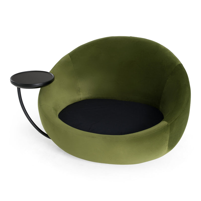 Pascal Modern Round Green Velvet Swivel Lounge Chair — view 4