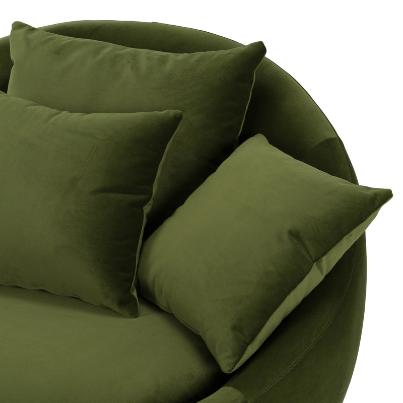 Pascal Modern Round Green Velvet Swivel Lounge Chair — view 5