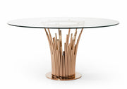 Paxton Modern Round Glass & Rosegold Dining Table — view 4