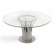 Paxton - Modern Round Glass & Stainless Steel Dining Table — view 5