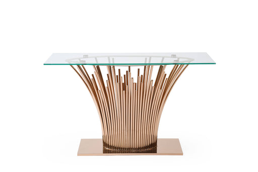 Paxton - Modern Glass + Rosegold Console Table — view 2