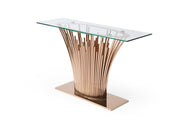 Paxton - Modern Glass + Rosegold Console Table — view 3