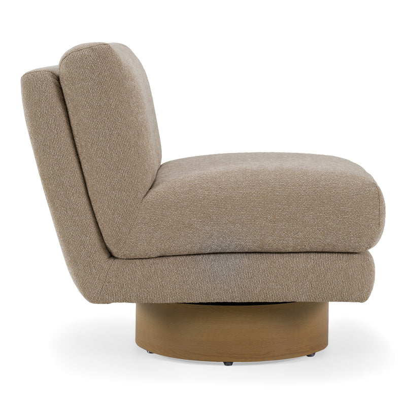 Petito - Modern Beige Fabric + Chestnut Accent Chair — view 2