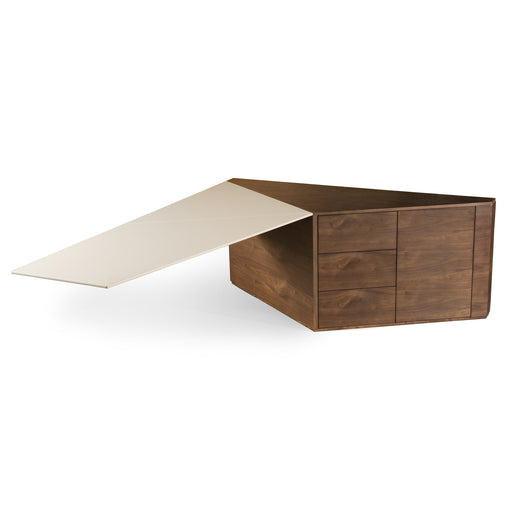 Pilot - Modern Dark Walnut + Beige Leather Desk — view 2