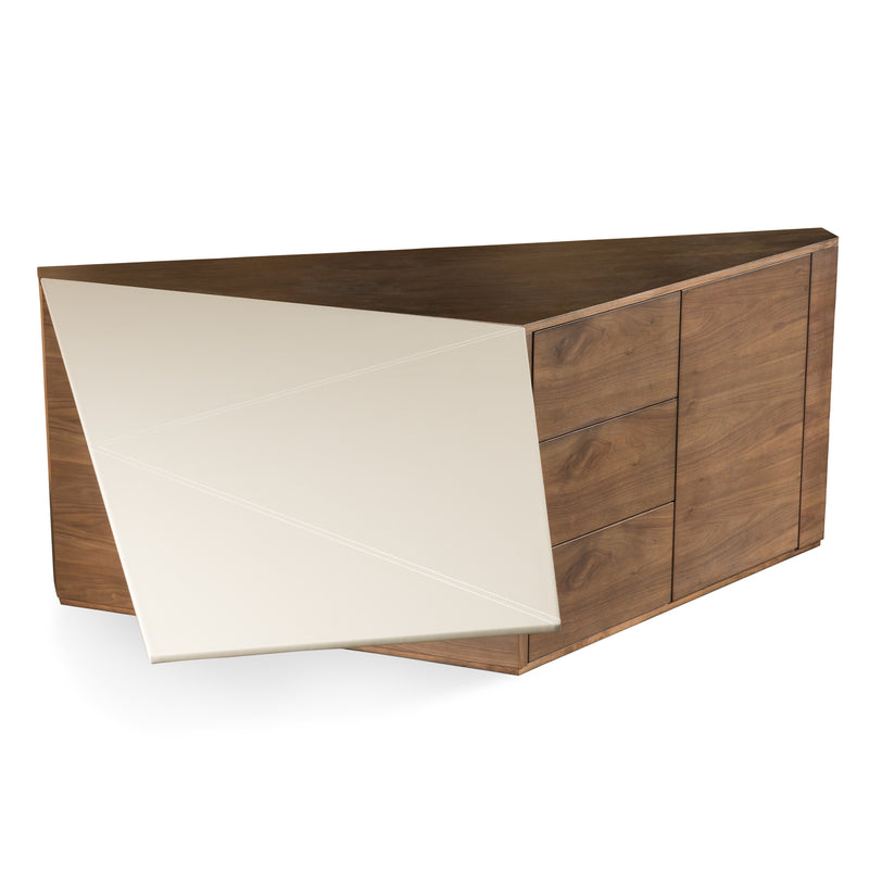 Pilot - Modern Dark Walnut + Beige Leather Desk — view 3
