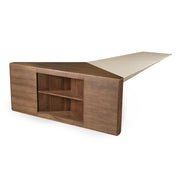 Pilot - Modern Dark Walnut + Beige Leather Desk — view 4