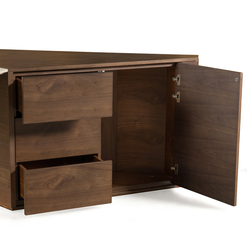 Pilot - Modern Dark Walnut + Beige Leather Desk — view 5