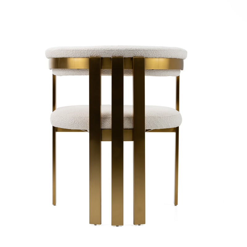 Pontiac - Modern Beige Sherpa + Gold Dining Chair — view 4