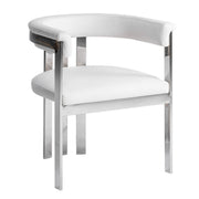 Pontiac - Modern White Vegan Leather + Stainless Steel Dining Chair — view 3
