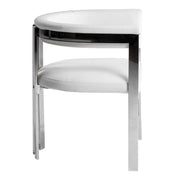 Pontiac - Modern White Vegan Leather + Stainless Steel Dining Chair — view 5