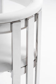 Pontiac - Modern White Vegan Leather + Stainless Steel Dining Chair