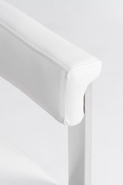Pontiac - Modern White Vegan Leather + Stainless Steel Dining Chair — view 2