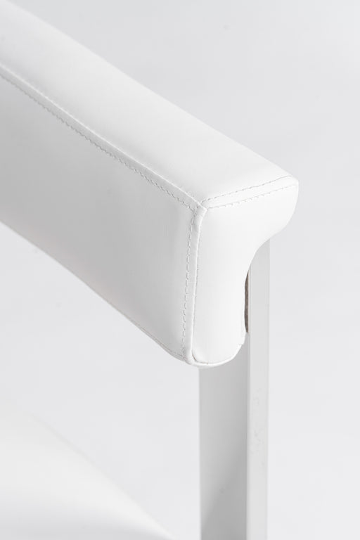 Pontiac - Modern White Vegan Leather + Stainless Steel Dining Chair — view 2