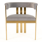 Pontiac - Modern Grey Velvet + Champagne Gold Dining Chair — view 3