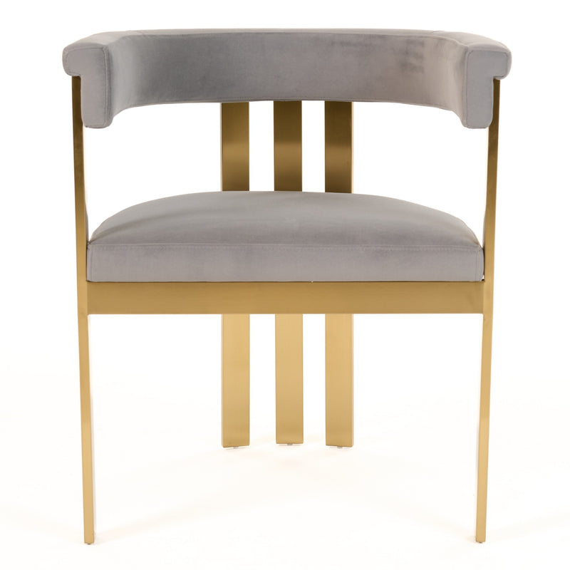 Pontiac - Modern Grey Velvet + Champagne Gold Dining Chair — view 3
