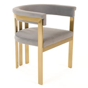 Pontiac - Modern Grey Velvet + Champagne Gold Dining Chair — view 2