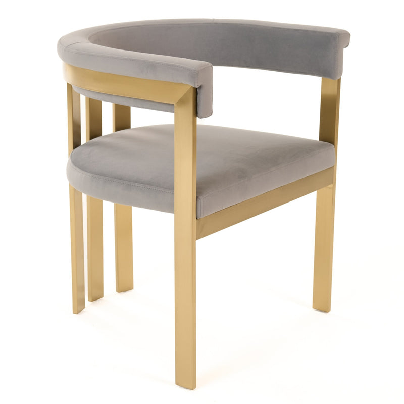 Pontiac - Modern Grey Velvet + Champagne Gold Dining Chair — view 2