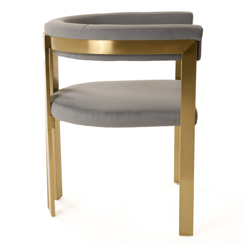 Pontiac - Modern Grey Velvet + Champagne Gold Dining Chair — view 4