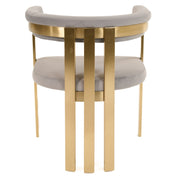 Pontiac - Modern Grey Velvet + Champagne Gold Dining Chair — view 5