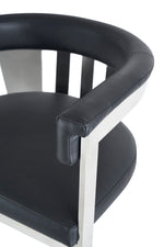 Pontiac - Modern Black Vegan Leather and Stainless Steel Dining Chair