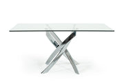Pyrite Modern Rectangular Glass Dining Table — view 2