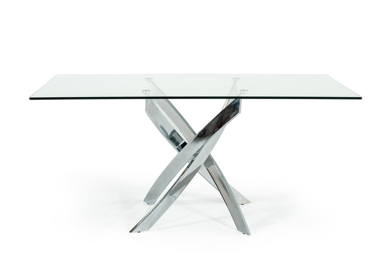 Pyrite Modern Rectangular Glass Dining Table — view 2