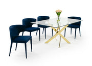 Pyrite Modern Glass and Gold Dining Table — view 2