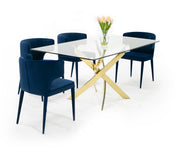 Pyrite Modern Glass and Gold Dining Table — view 3