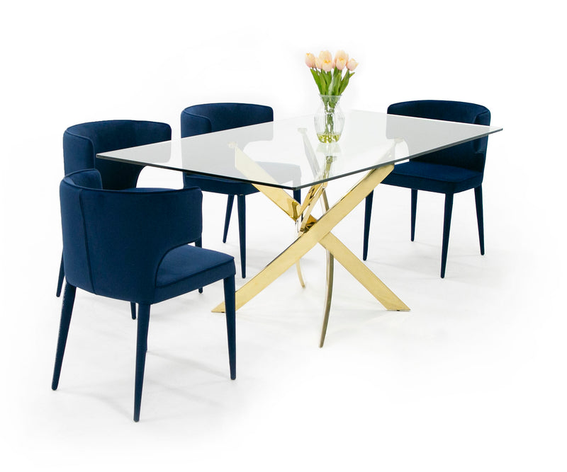 Pyrite Modern Glass and Gold Dining Table — view 3