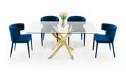 Pyrite Modern Glass and Gold Dining Table — view 4