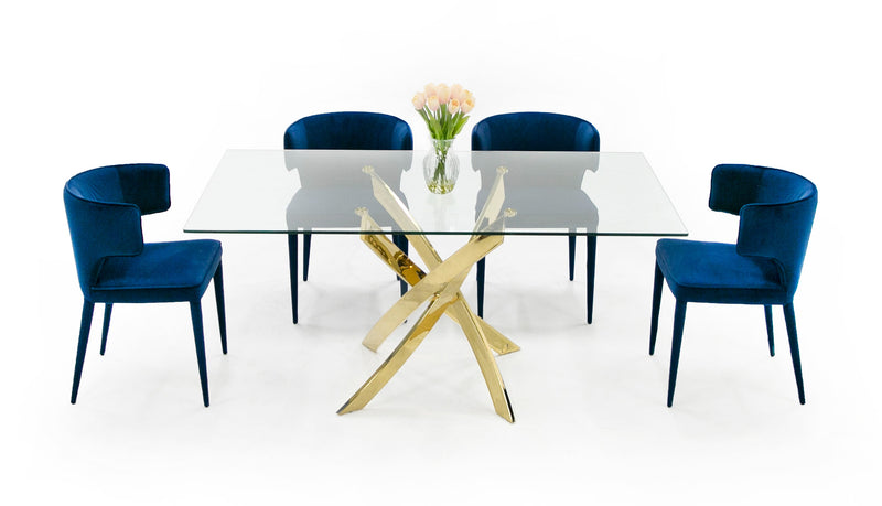 Pyrite Modern Glass and Gold Dining Table — view 4