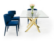 Pyrite Modern Glass and Gold Dining Table — view 5
