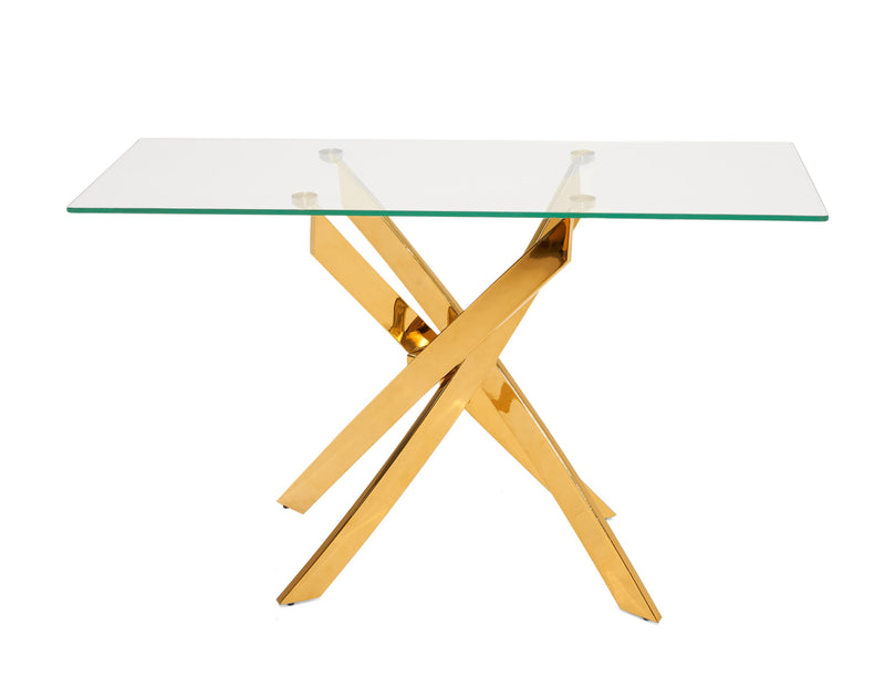 Pyrite Modern Glass and Gold Console Table — view 3